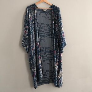Burnout velvet silk kimono